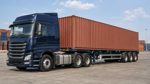 Container trailer in a logistics yard